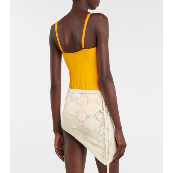 Nanushka Thorpe Crochet Beach Cover-Up Skirt NEW One Size Triangle Wrap Rayon - Picture 3 of 9